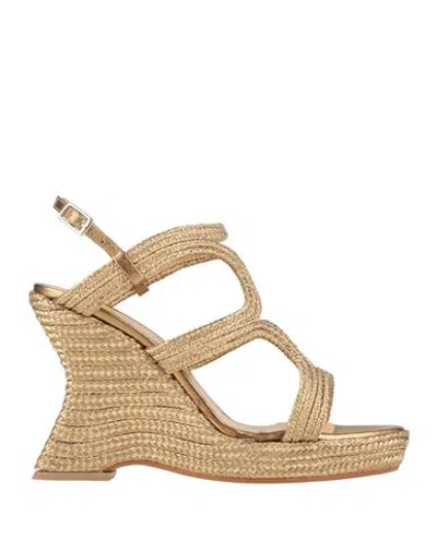 Castaã±er Castañer Woman Espadrilles Gold Size 7.5 Textile Fibers In Multi