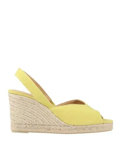 Castaã±er Castañer Woman Espadrilles Lime Green Size 6 Textile Fibers In Gold