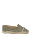 Castaã±er Castañer Woman Espadrilles Military Green Size 6.5 Textile Fibers