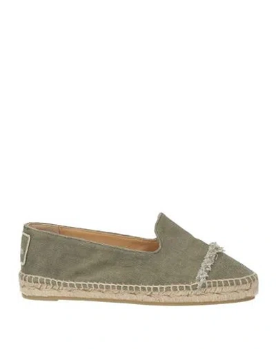 Castaã±er Castañer Woman Espadrilles Military Green Size 6.5 Textile Fibers