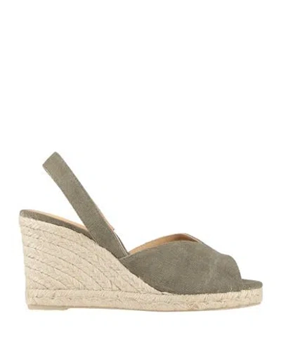 Castaã±er Castañer Woman Espadrilles Military Green Size 7.5 Textile Fibers