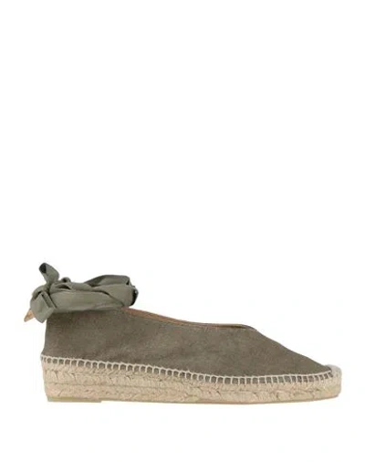 Castaã±er Castañer Woman Espadrilles Military Green Size 7.5 Textile Fibers