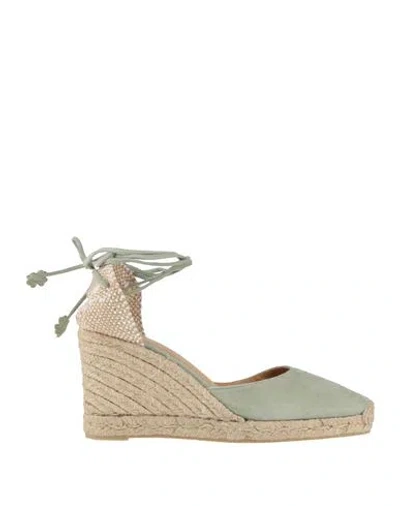 Castaã±er Castañer Woman Espadrilles Sage Green Size 6 Leather In Multi