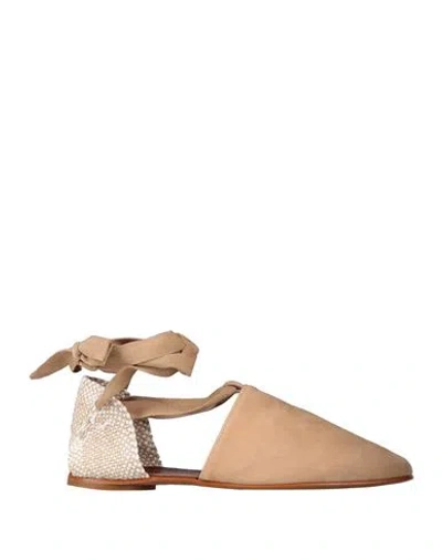 Castaã±er Castañer Woman Espadrilles Sand Size 6.5 Leather, Textile Fibers In Neutral