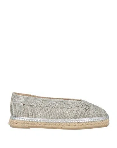 Castaã±er Castañer Woman Espadrilles Silver Size 7.5 Textile Fibers In Gray