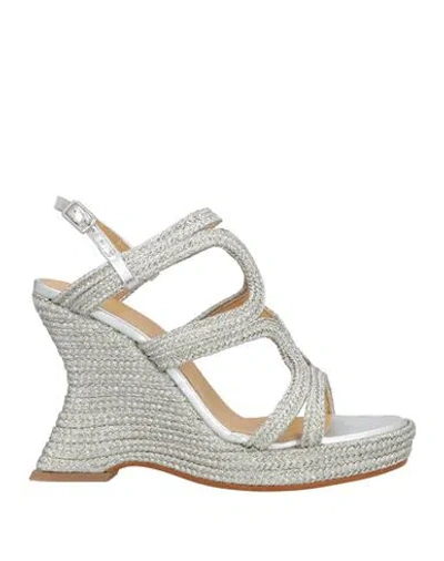 Castaã±er Castañer Woman Espadrilles Silver Size 7.5 Textile Fibers In Multi