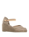 Castaã±er Castañer Woman Espadrilles Taupe Size 5 Textile Fibers, Leather In Gray