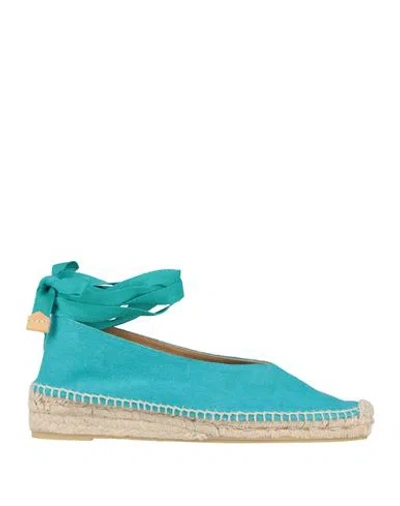 Castaã±er Castañer Woman Espadrilles Turquoise Size 7.5 Textile Fibers In Blue