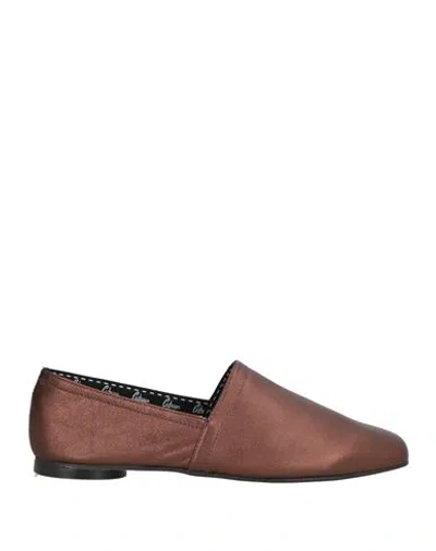 Castaã±er Castañer Woman Loafers Bronze Size 6.5 Leather In Brown