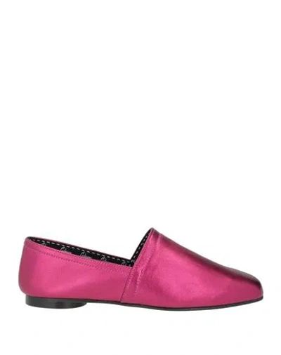 Castaã±er Castañer Woman Loafers Fuchsia Size 7.5 Leather In Pink