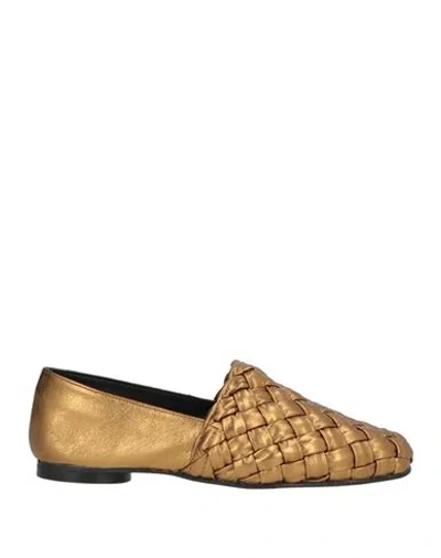 Castañer Woman Loafers Gold Size 6.5 Leather In Multi