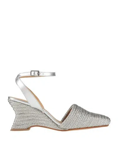 Castaã±er Castañer Woman Pumps Silver Size 7.5 Textile Fibers