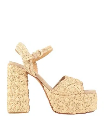 Castaã±er Castañer Woman Sandals Beige Size 10 Synthetisches Material In Neutral