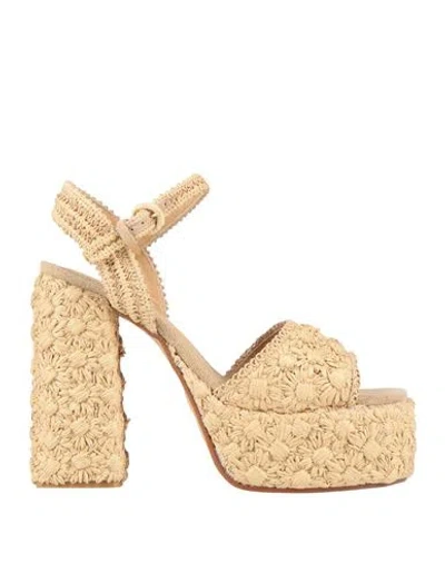 Castaã±er Castañer Woman Sandals Beige Size 7.5 Synthetisches Material In Neutral