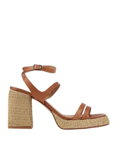 Castaã±er Castañer Woman Sandals Brown Size 7.5 Leather