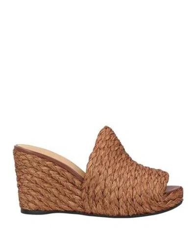 Castaã±er Castañer Woman Sandals Brown Size 7.5 Textile Fibers In Multi