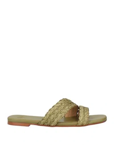 Castaã±er Castañer Woman Sandals Military Green Size 7.5 Synthetisches Material