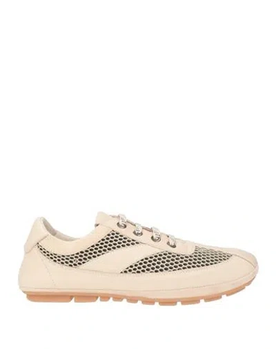 Castaã±er Castañer Woman Sneakers Beige Size 7.5 Leather, Textile Fibers In Brown