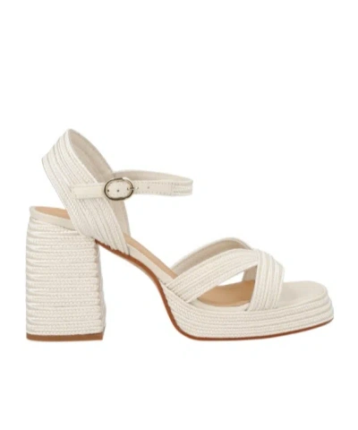 Castaã±er Valle Metallic Raffia Platform Sandals In White