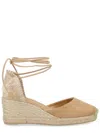 Castañer Womens Castaner Carina Suede Wedge Espadrilles In Neutral
