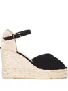 Castañer Castaner Bianca Raffia Wedge Espadrilles In Black