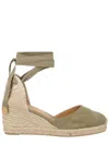 Castañer Green Solid Carina Wedges In Green