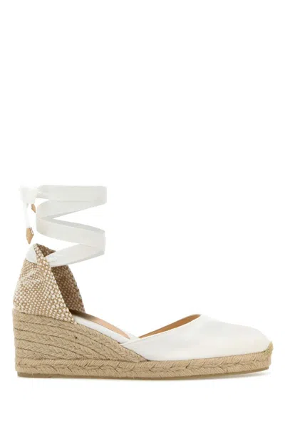 Castaã±er White Lace Up Wedge Espadrilles