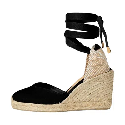 Castaã±er Castaner Chiara 80 Mm Wedge Espadrille Black 20993-100 Women's In Brown