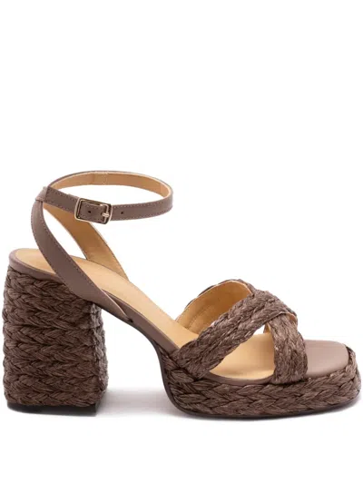 Castaã±er Castaner Elegant V-neck Sandals With 10cm Heel In Brown