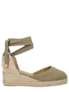 Castañer Green Solid Carina Wedges In Multi