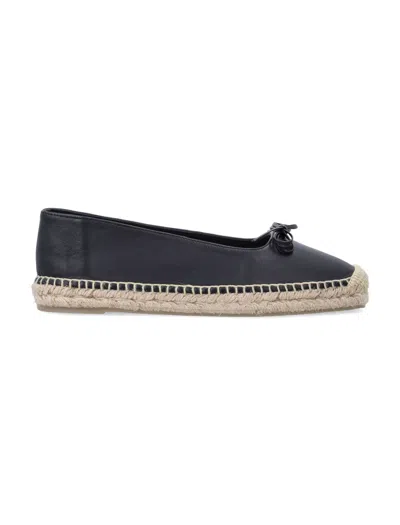 Castaã±er Castaner Mini Flat Espadrilles With Delicate Bow In Black