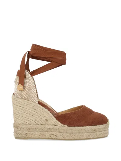 Castaã±er Castaner Organic Cotton Espadrille With 11 Cm Wedge In Marrone