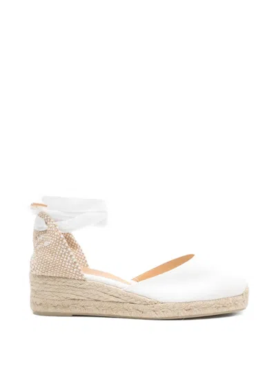 Castaã±er Castaner Organic Cotton Espadrille With 5 Cm Wedge And Drawstring Closure In White