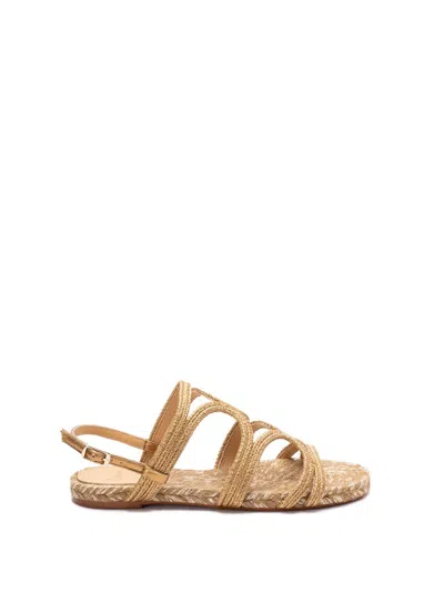 Castaã±er Castaner Pitra 266 Flat Sandals With Handcrafted Weaving In Metallic