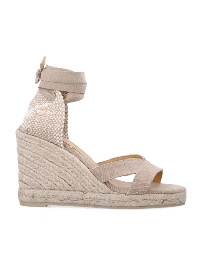 Castaã±er Castaner Refined Canvas Espadrille Sandals With 8 Cm Wedge In Neutral