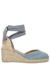 Castaã±er Blue Solid Lace-up Wedges In Blue
