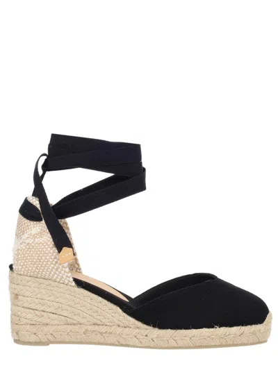 Castañer Castaner Woven Cotton And Leather Heeled Sandals In Black
