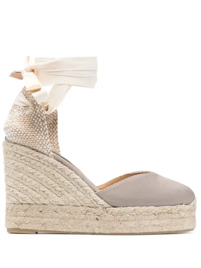 Castaã±er Chiara 100mm Wedge Espadrilles In Neutrals