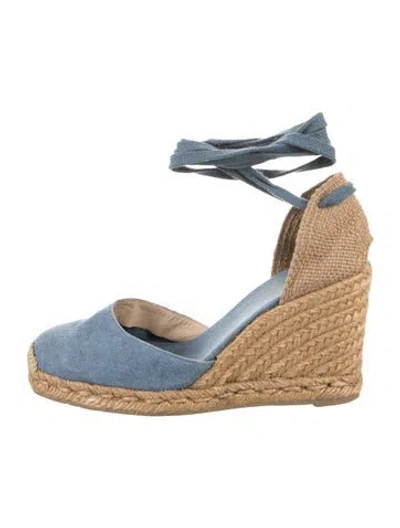 Pre-owned Castaã±er Colorblock Pattern D'orsay Pumps In Blue