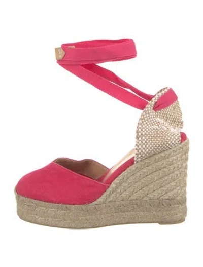 Pre-owned Castaã±er Colorblock Pattern D'orsay Pumps In Pink