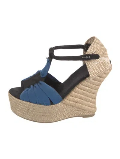 Pre-owned Castaã±er Colorblock Pattern Espadrilles In Blue