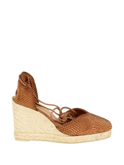 Castaã±er Cora Woven Heeled Espadrilles In Brown
