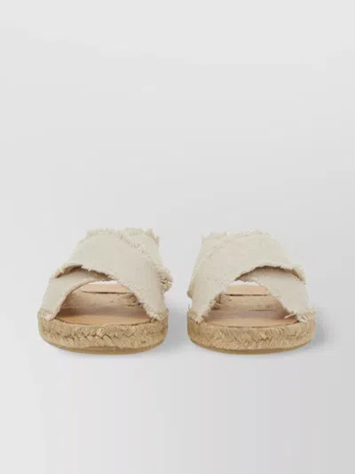 Castaã±er Crossed Straps Espadrille Sole Frayed Edges Sandals
