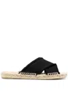 Castaã±er Palmera Crisscross Frayed Espadrille Slide Sandals In Black