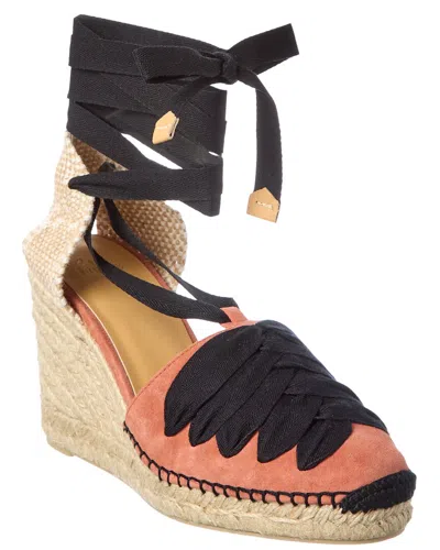 Castaã±er Curtis Suede Wedge Sandal In Black