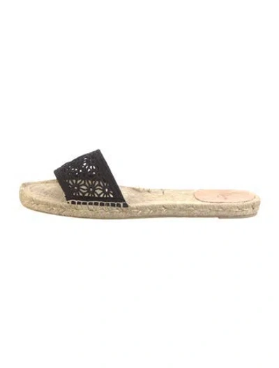 Pre-owned Castaã±er Cutout Accent Espadrilles In Black