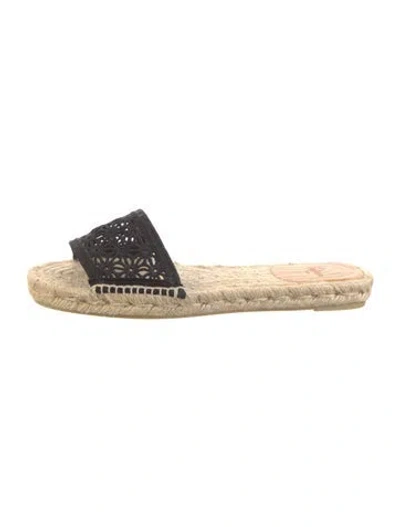 Pre-owned Castaã±er Cutout Accent Espadrilles In Black