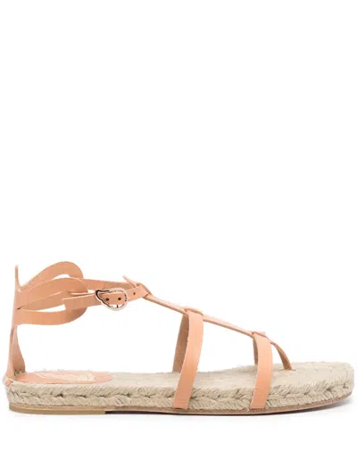 Castañer Ancient Greek Sandals X  Woman Espadrilles Salmon Pink Size 7.5 Leather In Beige