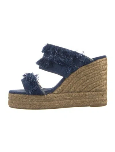Pre-owned Castaã±er Denim Colorblock Pattern Espadrilles In Blue
