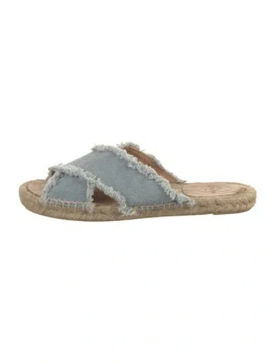 Pre-owned Castaã±er Denim Raw-edge Trim Espadrilles In Blue